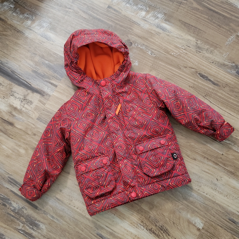 REI Baby Toddler Jacket Boys 18 months Orange Print Insulated EUC